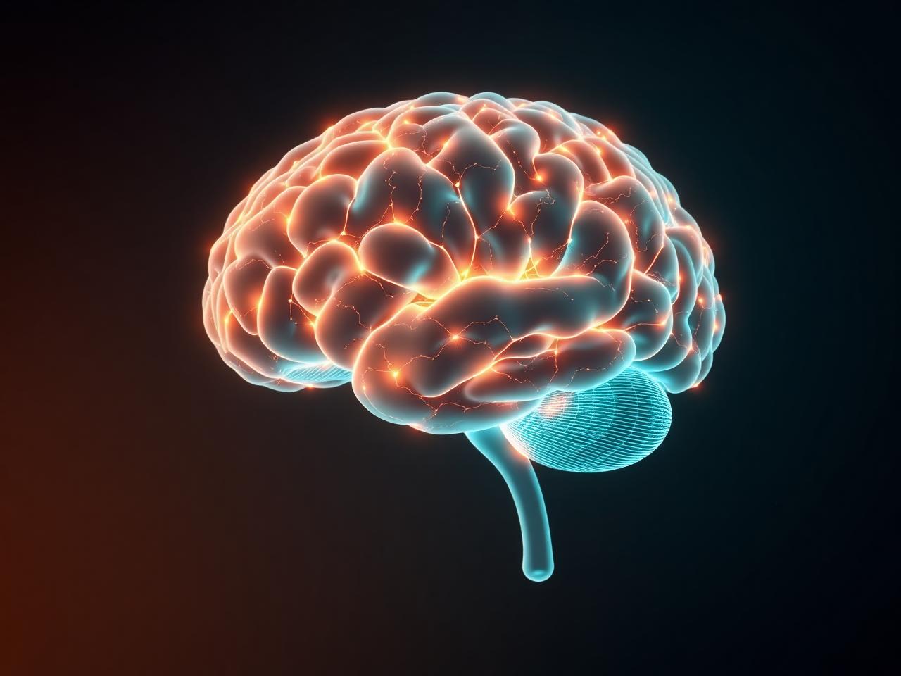 Illustration of an illuminated human brain representing cognitive wellness